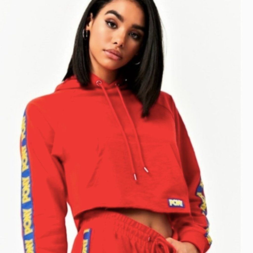 Pony Forever 21 red cropped hoodie boxy retro S